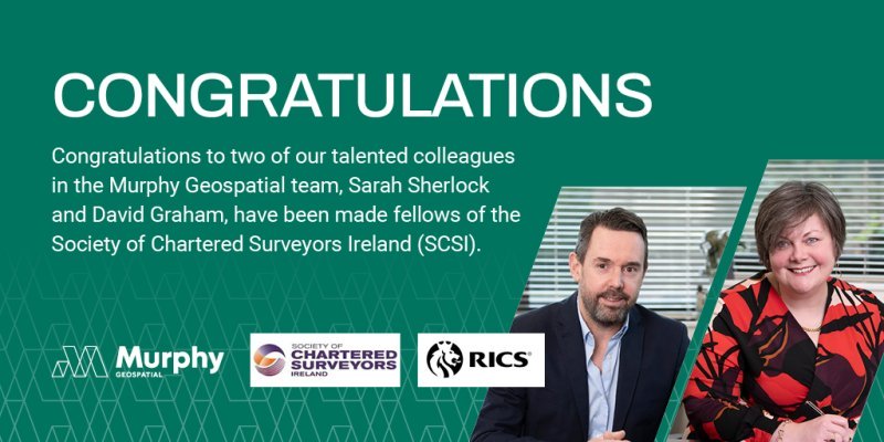 Image displaying infographic of David Graham and Sarah Sherlock and their 2 fellowships at RICS and SCSI